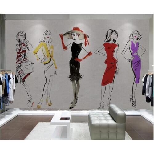 Custom photo mural 3d wallpaper Retro hand drawn beauty clothing store home decor living room wallpaper for walls 3 d in rolls