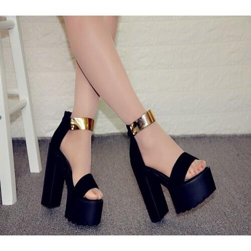 2020 new summer coarse with 15cm dance t - stage nightclub super high heel thick bottom womens sandals fashion