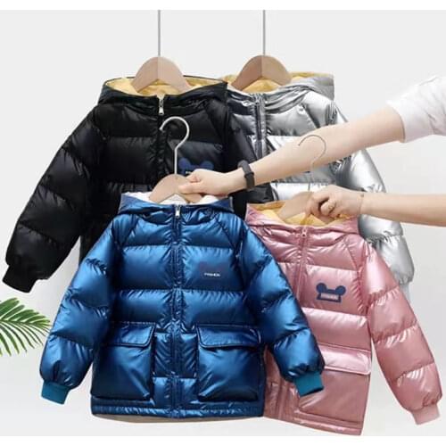 New Childrens Down Jackets, Boys And Girls, Bright Face Autumn And Winter Light Jacket Cartoon Outfit