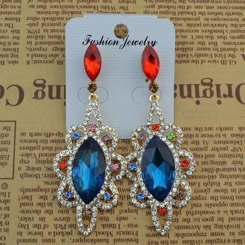 New Vintage Big Crystal Flower Drop Earring for Women Fashion Rhinestones Dangle Earrings Statement Charm Bridal Jewelry