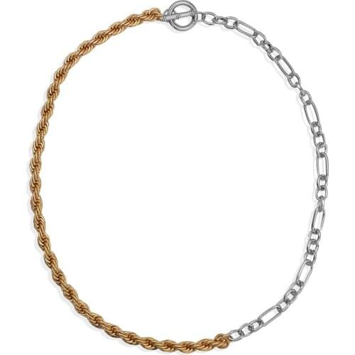 Hiphop Twisted Snake Chain Chokers Necklaces for Women Vintage Jewelry Patchwork Chain Colliers Geometric Necklace Wholesale