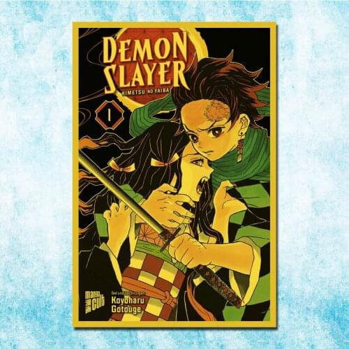 Demon Slayer Anime Tanjirou Zenitsu Nezuko Poster Art Silk Canvas Retro Print For Home Room Decor Decoration-011