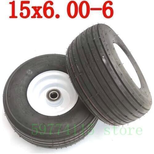 Tire Size 15x6.00-6 Inch Tire Bearing Wheel Bore 25mmfor Lawn Mower Baler Tire Lawn Machinery Trailer Load Accessories
