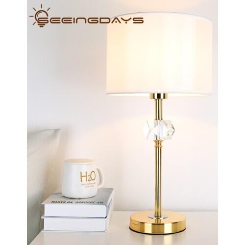 SeeingDays European Modern Crystal Table Lamp for Bedroom Bedside Lamp Luxury Graceful Gold Premium Table Lamp Night Light