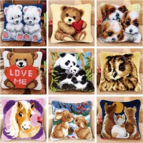 Animal Series Exquisite Coarse Wool Cross Stitch Carpet Embroidery 3D Segment Embroidery Pillow DIY Handmade Material Package