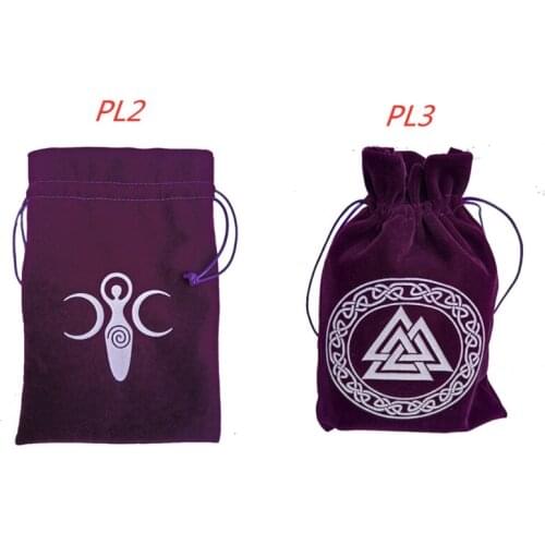 Velvet Moon Phase Tarots Oracle Cards Storage Bag Runes Constellation Witch Divination Accessories Jewelry Dice Drawstring Pk