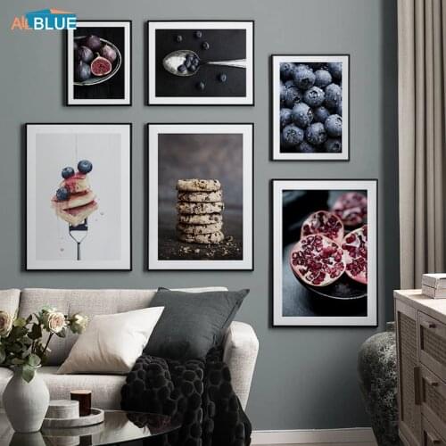 Fresh Fruits Blueberry Cranberry Fig Plant Baking Poster Nordic Wall Pictures Canvas Art Print Kitchen Cafe Home Decor Painting