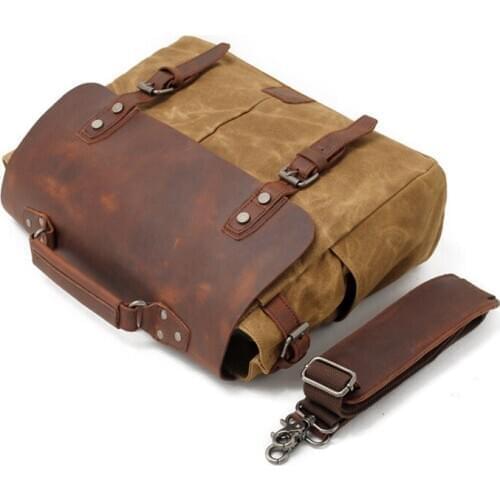 Pure Cotton Oil Wax Waterproof Canvas Camera Bags Vintage Shockproof Photography Shoulder Bags Canvas Leather Photo Handbag