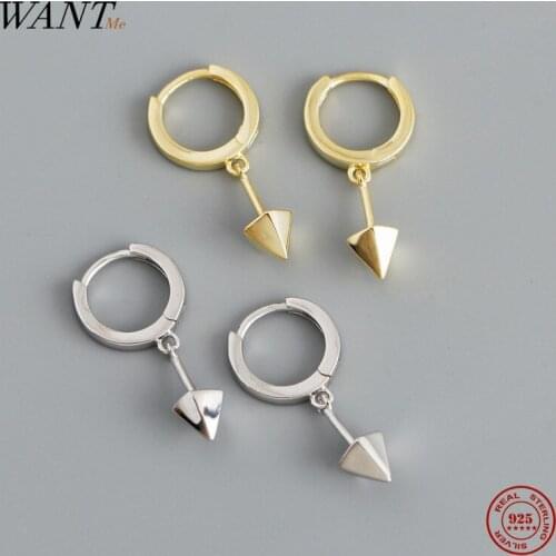 WANTME Real 925 Sterling Silver Popular Fashion Punk Geometric Spiket Tassel Stud Earrings for Women Party Jewelry Accessories