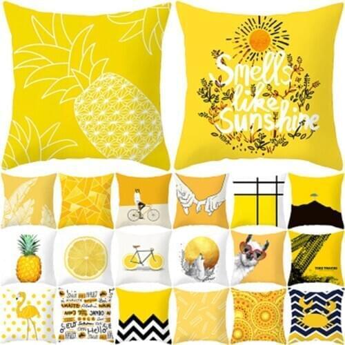 Yellow Geometric Cushion Cover Polyester Decorative Pillow Covers Pillowcase Modern Home Decoration 45*45cm 10042