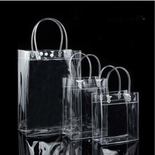 5 PCS New Material Transparent Handbag Shopping Shoulder Handbag Gift Bag Plastic Wine Packaging Bag Party Fashion Buckle Bag