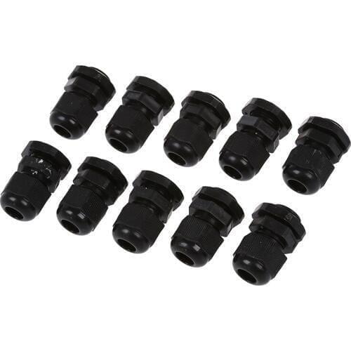 10 Pcs PG9 Black Waterproof Cable Gland Connectors Promotion