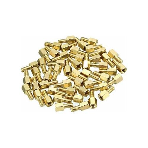 100pcs M3 5+6mm Female Male Thread Brass Hex Standoff Spacer Screws PCB Pillar