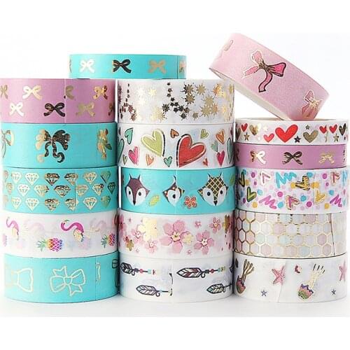 15MMX10M Gilding washi tapes color Dividing Stickers border masking adhesive paper washi tape DIY Scrapbooking Hand account