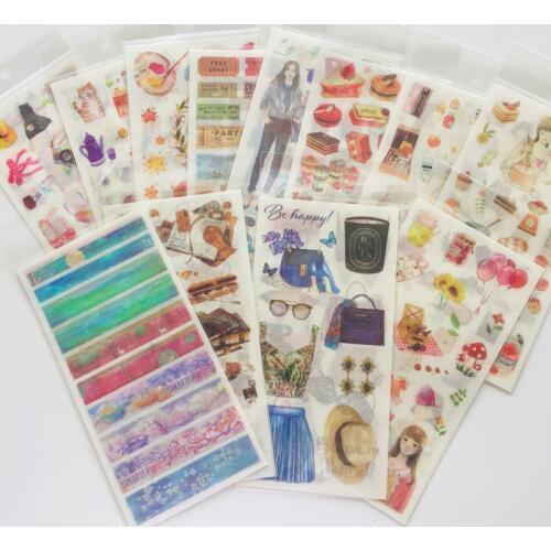 19 Style To Choose 3 Sheets /Pack Delicious Foods Girls Style Vintage Washi Paper Sticker Decorative Stickers