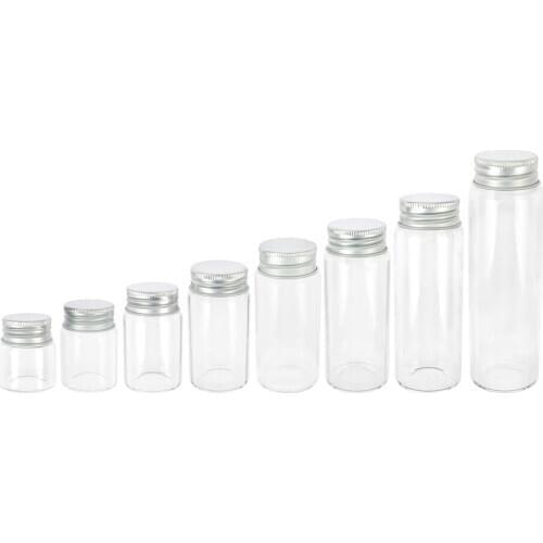 25ml 30ml 40ml 50ml 60ml 70ml 80ml 90ml Glass Bottles Aluminium Cap Diameter: 37mm Empty Clear Jars 24pcs Exhibits Gifts