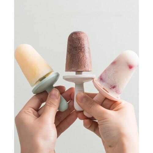 4 Hole Food Safe Silicone Ice Cream Molds Frozen Ice Cube Molds Cartoon Popsicle Maker DIY Homemade Freezer Mould Kitchen Tool