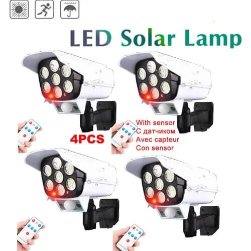 4pcs remote Solar motion sensor lamp light Fake Camera 4pcs Bullet Security Outdoor Dummy Camera Waterproof Surveillance Flashin