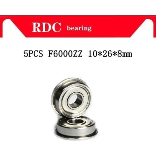 High quality 5pcs ABEC-5 F6000ZZ F6000-2Z 10x26x8 mm flanged Bearing Ball Bearings F6000 ZZ F6000Z Metal Shielded