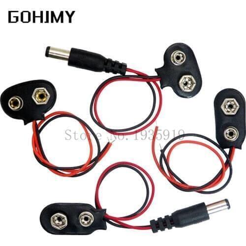 DC 9V Battery Button Power Cable Battery Buckle Snaps Power Cable Connector DC 5.5*2.1 For Arduino Diy GOHJMY