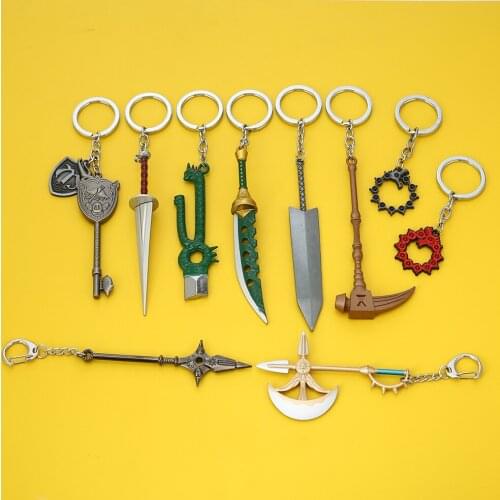 Anime The Seven Deadly Sins Keychain Meliodas Weapon LostVayne LostBane Key Ring Holder Chain Rhitta Deagon Metal Men Jewelry