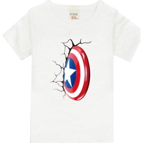 Disney Cartoon Captain American Kids T Shirt Marvel Avengers Shield Printing Short-sleeve Clothes Tops Boys Girls Toddler Tees