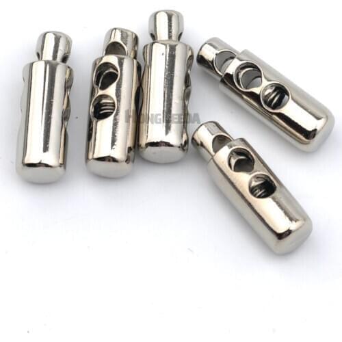DIY 40pcs/lot 24*8mm metal zinc alloy stoppers toggle cord locks Drawstring lock two holes for 4mm cord silver nickle STP-020