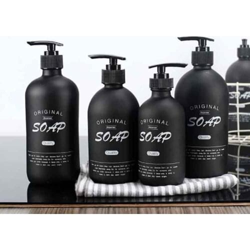 500ml Black Glass Shampoo Bottle Soap Dispenser Bathroom Liquid Lotion Storage Jar Household Refillable Storage Bottles L3