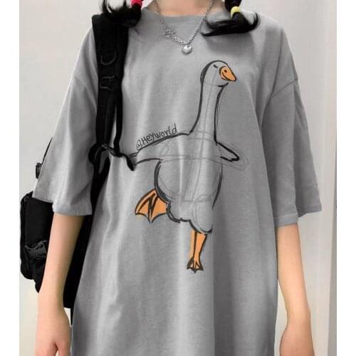 Harajuku Tshirt Woman Summer Cartoon Print O-neck Short Sleeve Loose Cool T-shirt Fashion Leisure Korean Unisex Tops Funny Tees