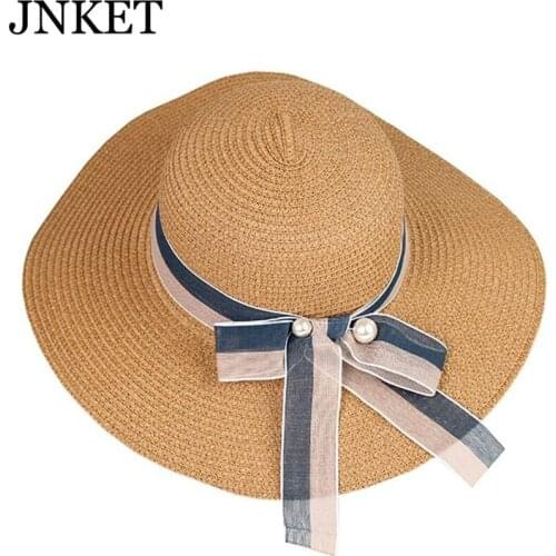 JNKET Fashion Womens Straw Hat Sunbonnet Beach Hat Outdoor Travel Sunhat Large Brim Hats Summer Hat Chapeu