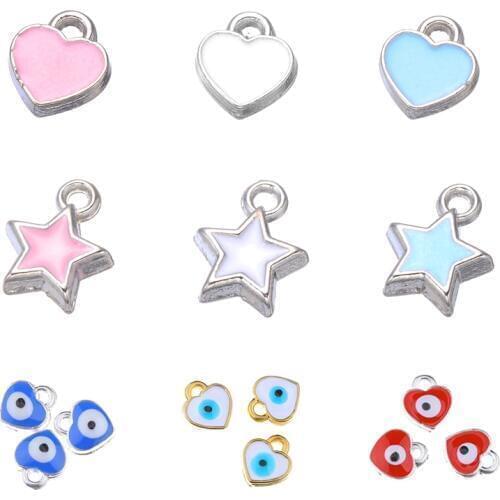 Juya DIY Small Enamel Charms Wholesale HandiCraft Evil Eye Love Heart Star Resin Charms For Women Kids Fashion Bijoux Making