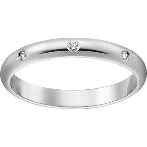 14K Au585 White Gold Ring Lovers Wedding Anniversary Engagement Ring 0.03 Carat Real Diamond Classic Trendy Romantic Simplicity