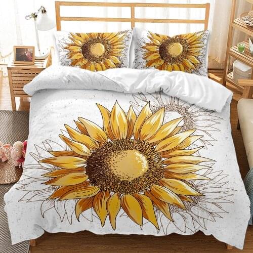 Sunflower Bedding Set 3D Printing 3Pcs Duvet Cover For Boys Girls Kids Home Textile Quilt Cover Single Double Queen King Size