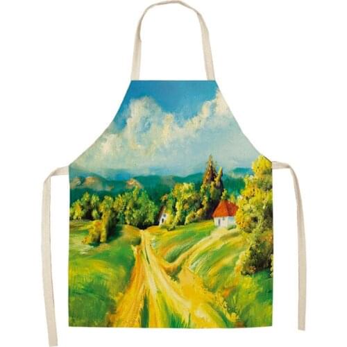 Warm color landscape pattern cooking accessories kitchen accessories baking accessories aprons for women Apron for kitchen Apron