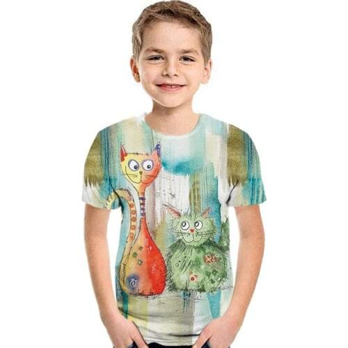 Summer Fashion Top Boys Round Neck Short Sleeve Bird Animal 3D Printing T-shirt