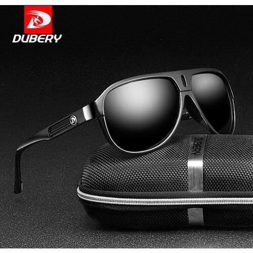 DUBERY Brand Design Polarized Sunglasses Men Driving Sun Glasses Men Vintage Retro Mirror Goggle Eyewear Male UV400 Zipper Box