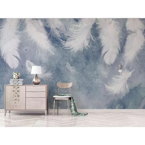 8d Hand-painted Feather Wall paper Mural 3D Modern Wallpaper sticker paper For Living room Bedroom Background Wall Murals Decor
