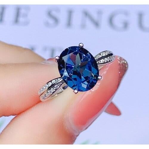 New fashion natural topaz ring for women jewelry real 925 silver oval natural gem certified birthday gift birthstone
