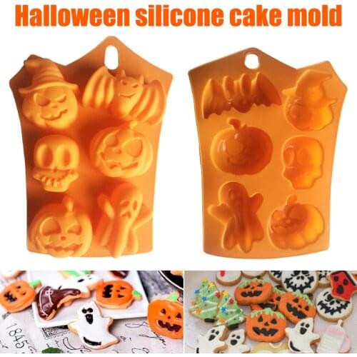 NEW Halloween Silicone Mold Bats Spooky Pumpkin Cartoon Chocolate Baking Soap Maker Candy Making Moulds Halloween Party