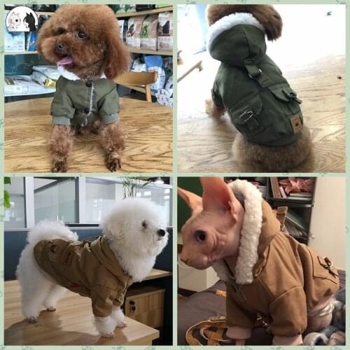 Small Dog Clothes Winter Warm Pet Dogs Vintage Coat Jacket Thicken Puppy Cat Outdoor Clothing Hoodies for Yorkshire Teddy Outfit