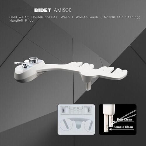 Single cold water dual nozzle spary bidet,Non-Electric toilet seat shower bidet,women Buttocks anal clean nozzle bidet,J17606