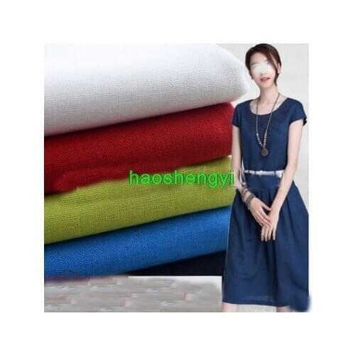 Plain color linen cotton apparel fabric, medium thickness solid color linen cotton apparel fabric
