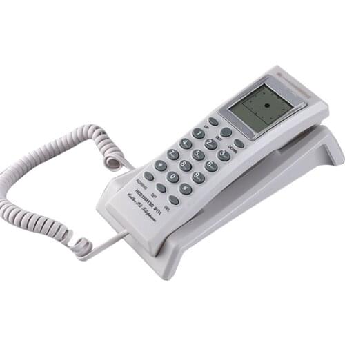 Basic Trimline Corded Phone, Desktop Trimline Corded Telephone with Caller ID, Wall-Mountable, White, Black, Silver