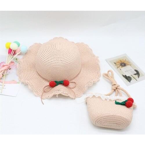 Summer Baby Flower Breathable Hat Straw Hat With Handbag Bags Kids Hat Boy Girls Sun Visor UV protection panama Hat gorras