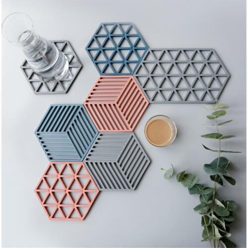 Nordic PVC Placemat Hexagon Hollow Mug Cup Coaster Insulation Pad Non Slip Table Mat Hot Drink Holder Home Desktop Decoration
