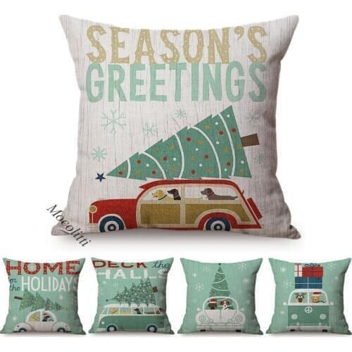 Christmas Home Decoration Cushions Cover Cartoon Animal Holiday Travel Design Sofa Throw Pillow Case Cute Kids Room Decorative