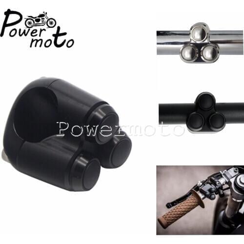 1'' 7/8" Black&Chrome Handlebar Switch Gear For Honda Yamaha Cafe Racer 3 Button Turn Signal Light Aluminum Hand Control Switch