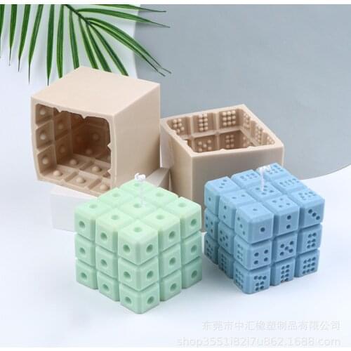 Lucky Dice Rubiks Cube Silicone Candle Mold for DIY Epoxy Resin Aromatherapy Candle Plaster Ornaments Handicrafts Mould Tools
