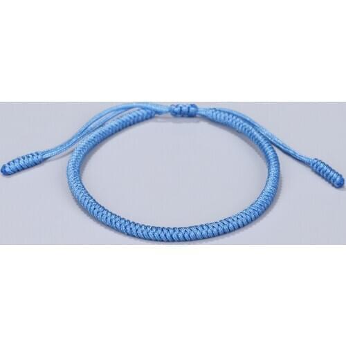 Blue Color Tibetan Buddhist Handmade Lucky Knots Rope Bracelets Handmade Size Adjustable Buddhism Braided Bangle Bring Good Luck