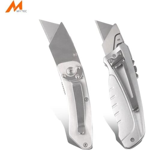 2pcs Folding Utility Knife Retractable Knife Stainless Steel Sharp Pocket Knives for Cutting Box Paper 10pc Quick-change Blades